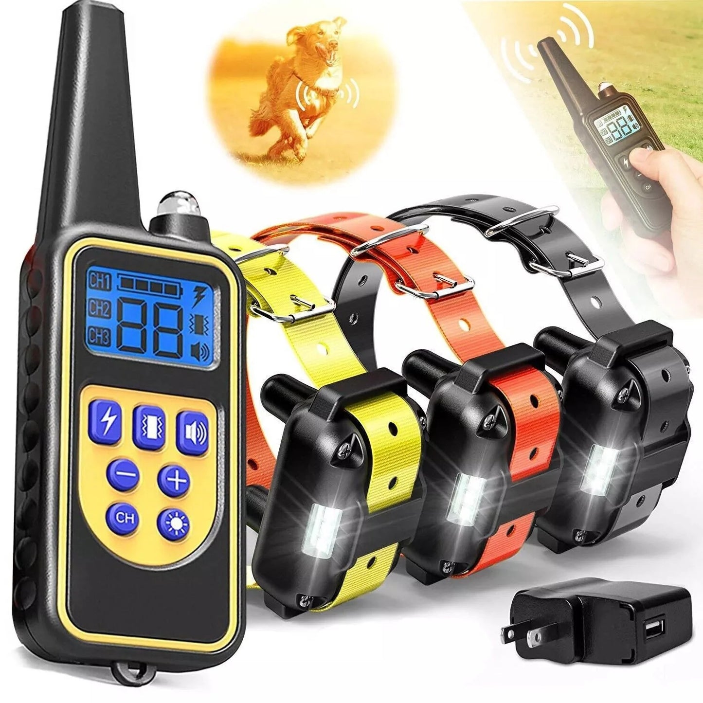 3000 FT Rechargeable Remote Dog Training Collar - Waterproof Shock Trainer for Pets